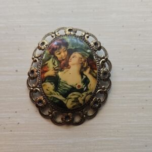 Vintage Floral Cameo Brooch